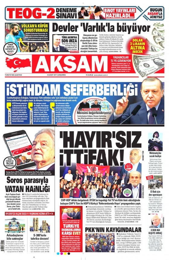 Gazete manşetleri (8 Şubat 2017) - 120