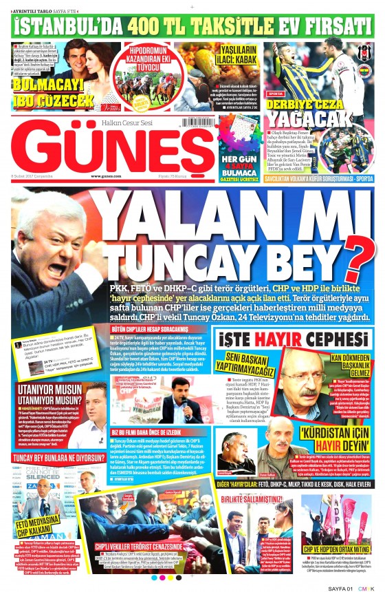 Gazete manşetleri (8 Şubat 2017) - 124