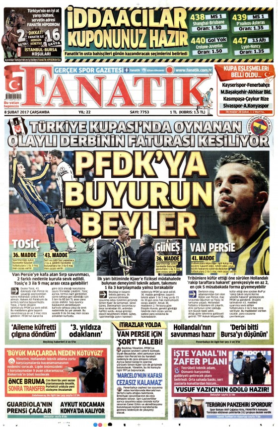 Gazete manşetleri (8 Şubat 2017) - 125