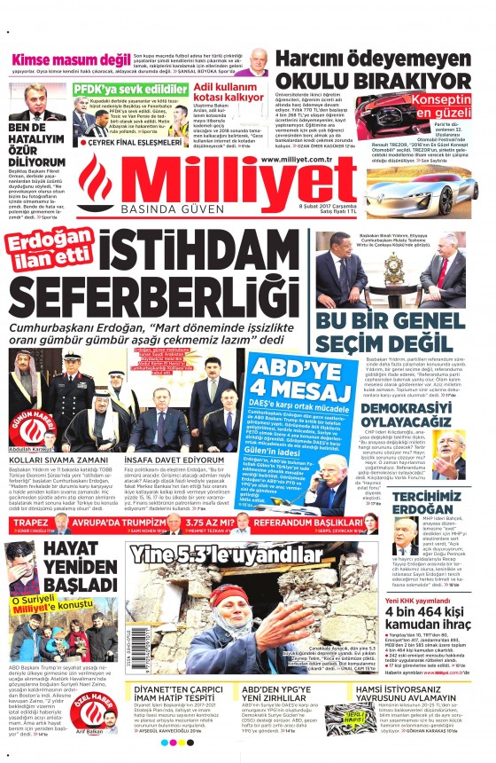 Gazete manşetleri (8 Şubat 2017) - 127