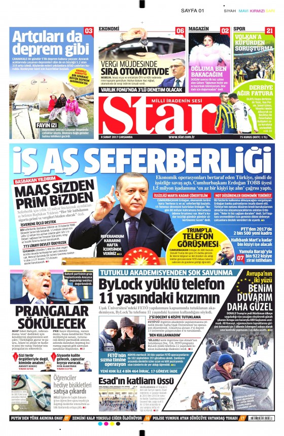 Gazete manşetleri (8 Şubat 2017) - 129