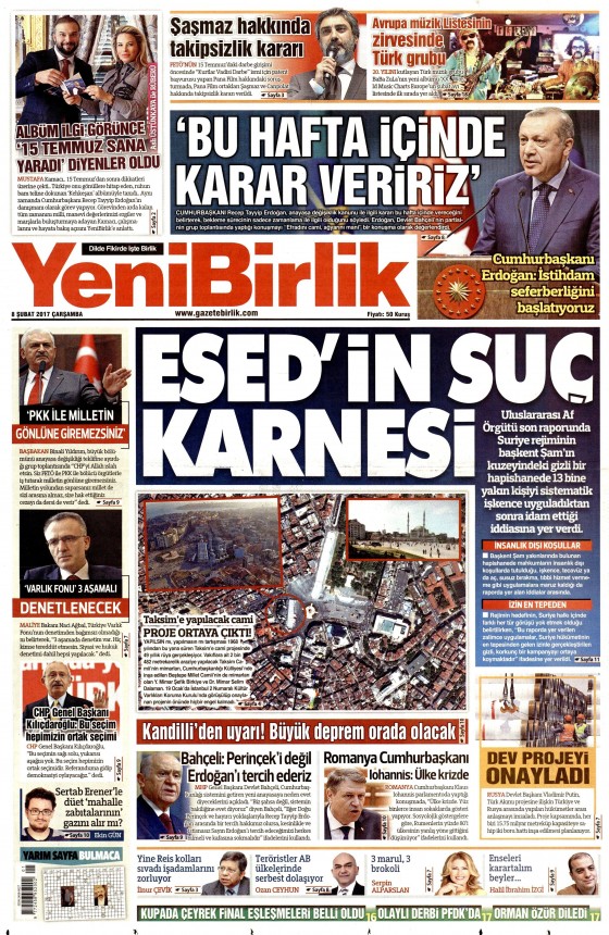 Gazete manşetleri (8 Şubat 2017) - 139