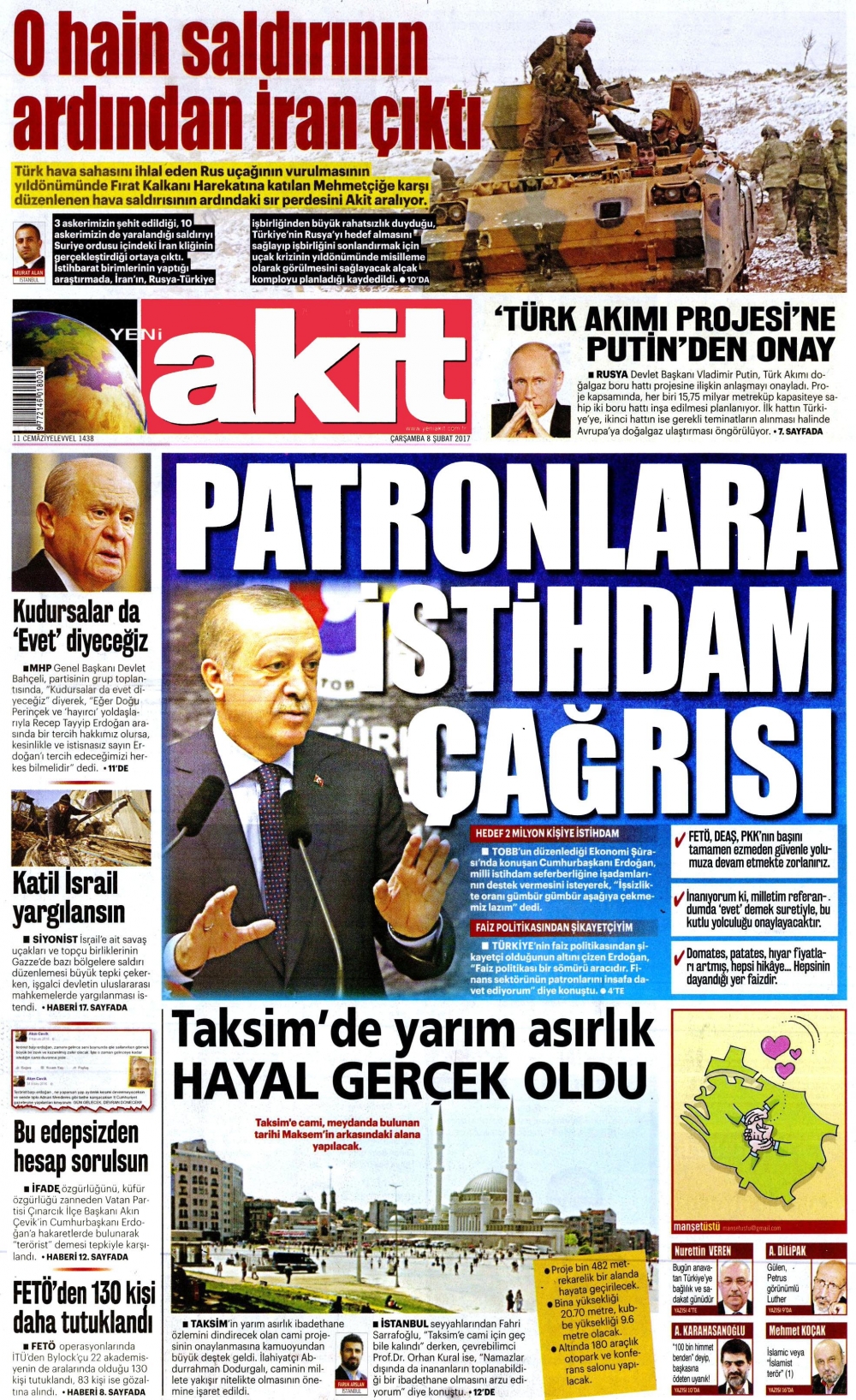 Gazete manşetleri (8 Şubat 2017) - 1
