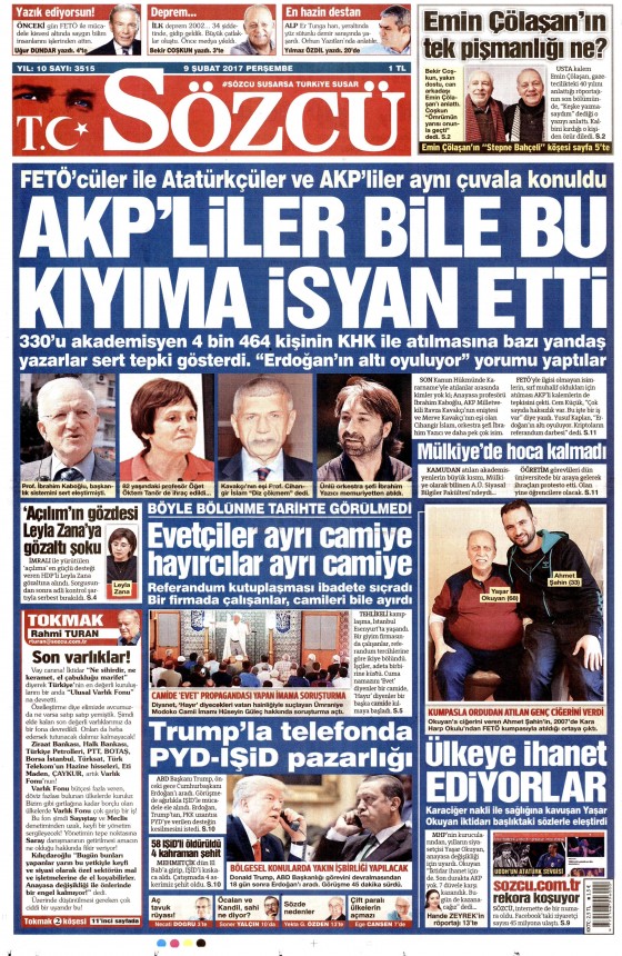 9 Şubat 2017 gazete manşetleri - 8