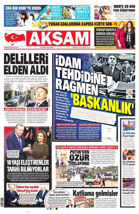 10 Şubat 2017 gazete manşetleri - 2