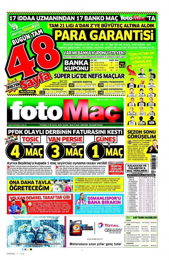 10 Şubat 2017 gazete manşetleri - 10