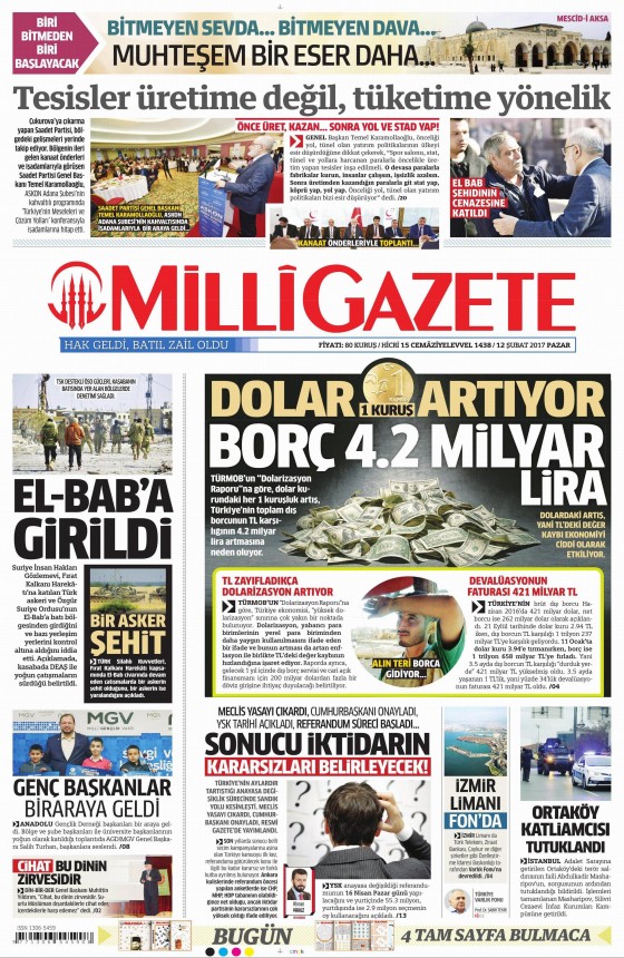 12 Şubat 2017 gazete manşetleri - 277