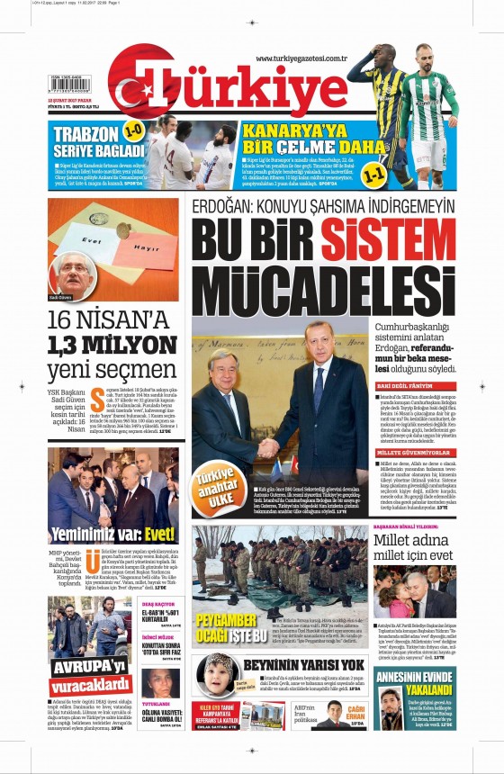 12 Şubat 2017 gazete manşetleri - 280