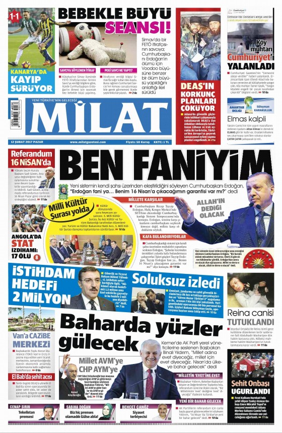 12 Şubat 2017 gazete manşetleri - 284