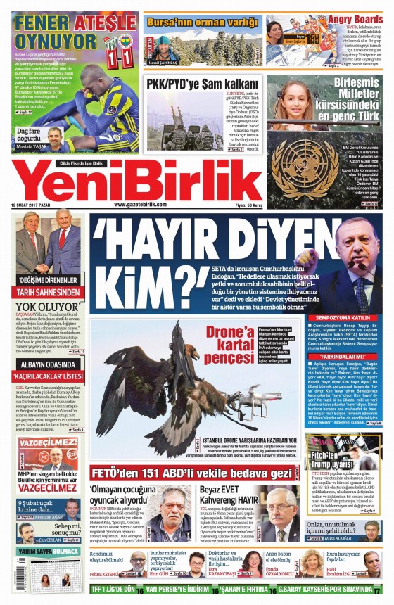 12 Şubat 2017 gazete manşetleri - 288