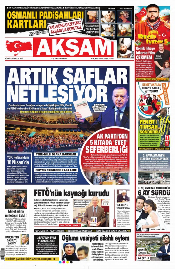 12 Şubat 2017 gazete manşetleri - 289