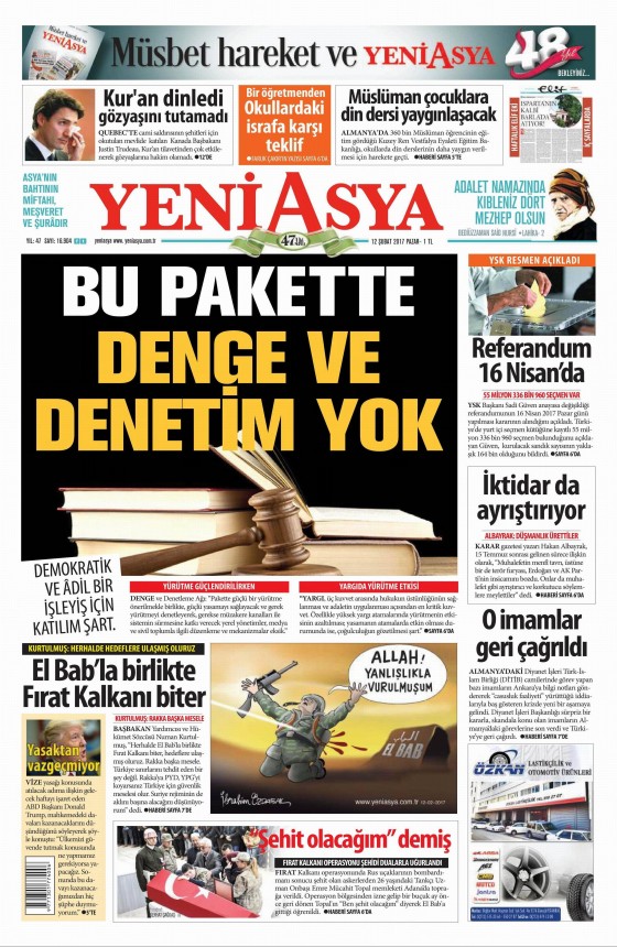 12 Şubat 2017 gazete manşetleri - 292