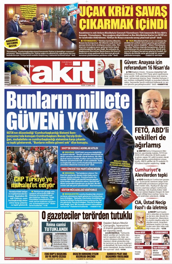 12 Şubat 2017 gazete manşetleri - 293