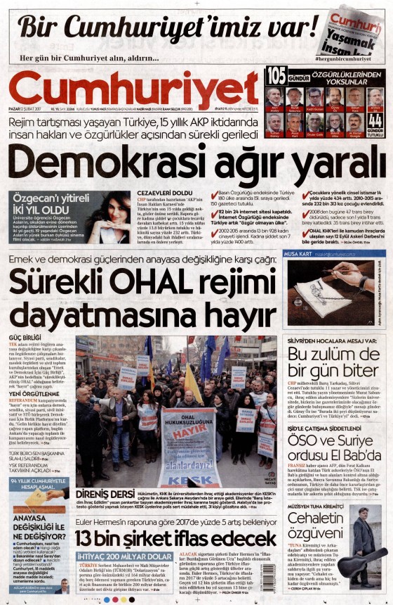 12 Şubat 2017 gazete manşetleri - 297