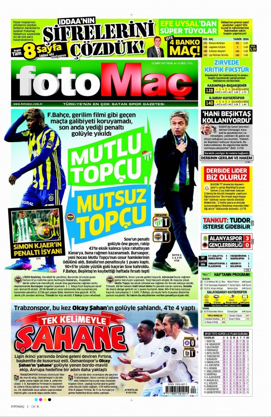 12 Şubat 2017 gazete manşetleri - 301
