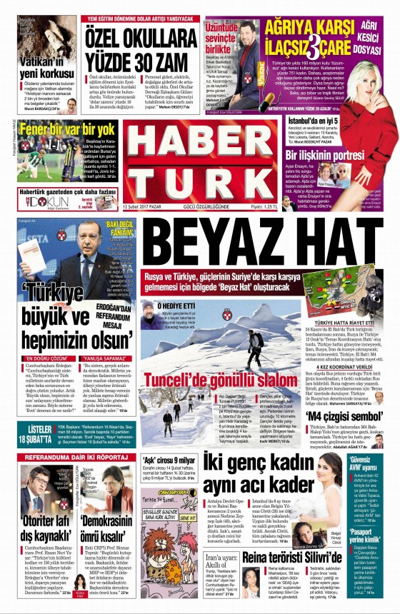 12 Şubat 2017 gazete manşetleri - 307