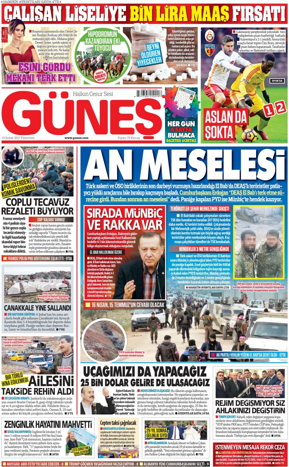 13 Şubat 2017 gazete manşetleri - 6