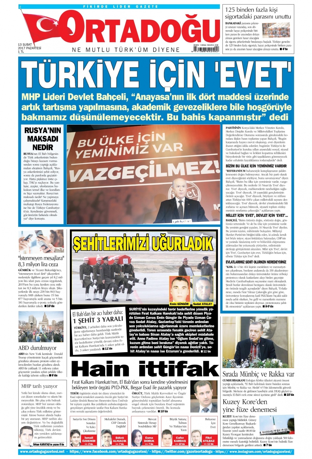 13 Şubat 2017 gazete manşetleri - 8