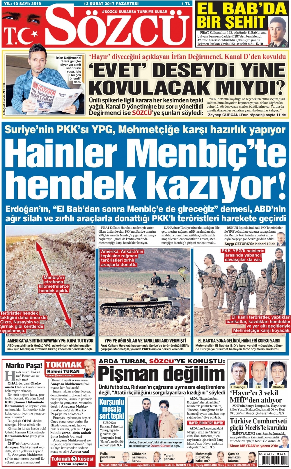 13 Şubat 2017 gazete manşetleri - 11