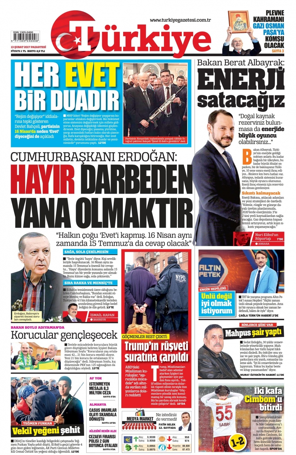 13 Şubat 2017 gazete manşetleri - 14