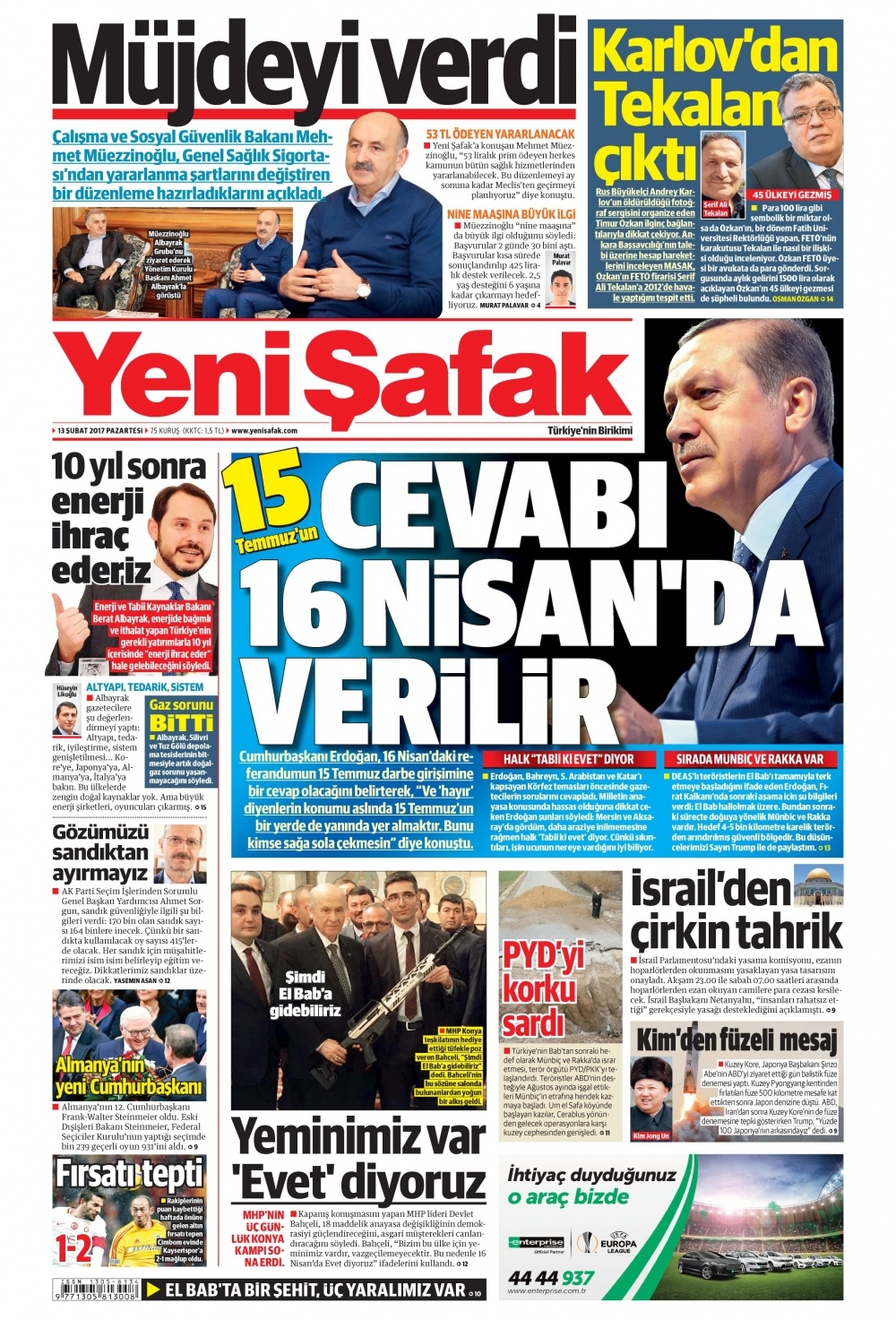 13 Şubat 2017 gazete manşetleri - 17