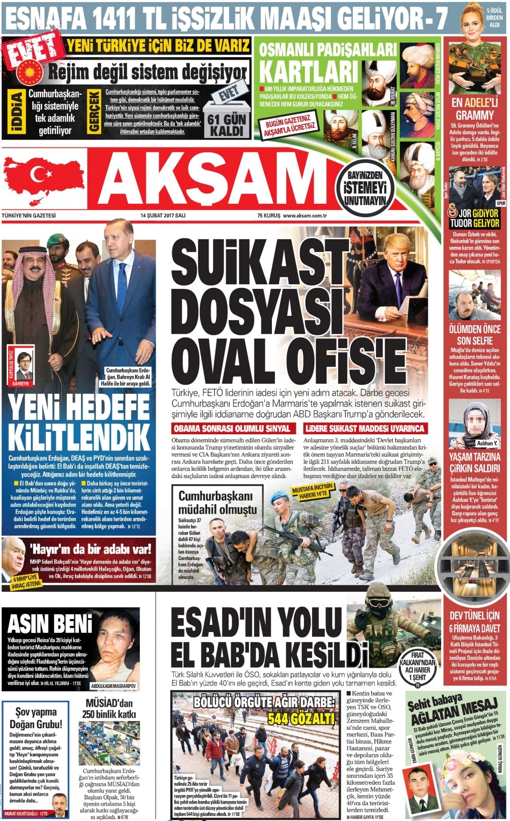 14 Şubat 2017 gazete manşetleri - 2