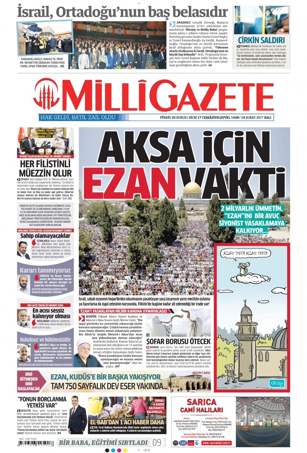 14 Şubat 2017 gazete manşetleri - 1