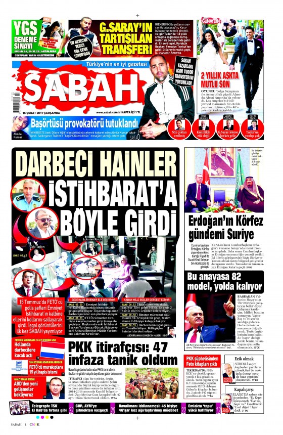 15.02.2017 Gazete manşetleri - 1