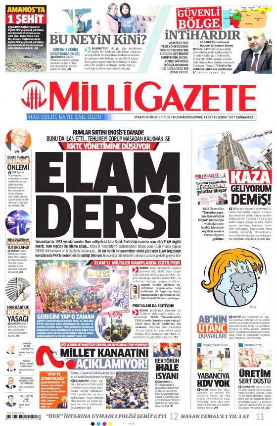 15.02.2017 Gazete manşetleri - 14