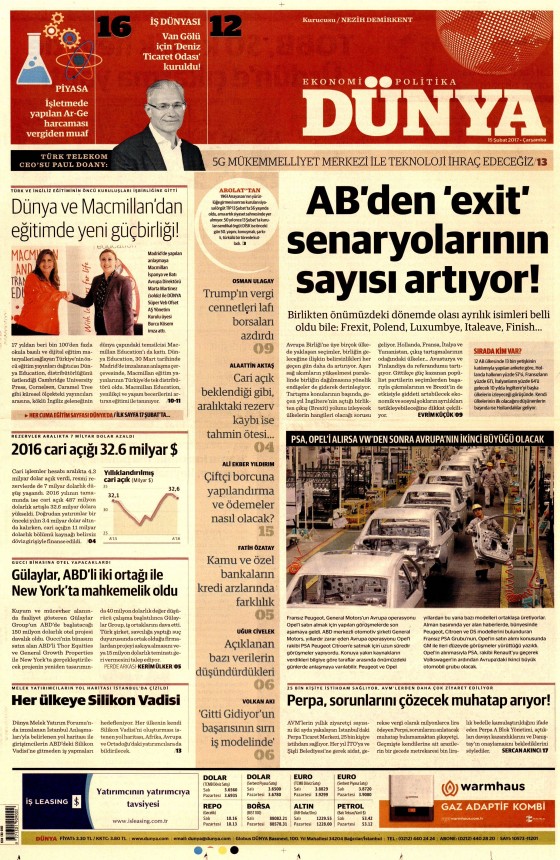 15.02.2017 Gazete manşetleri - 17