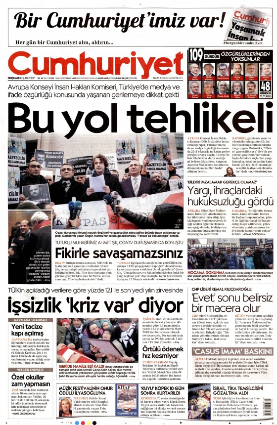 16 Şubat 2017 gazete manşetleri - 3