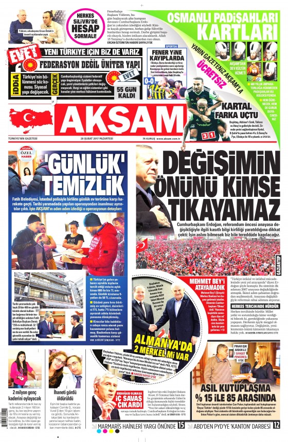 20 Şubat 2017 gazete manşetleri - 2