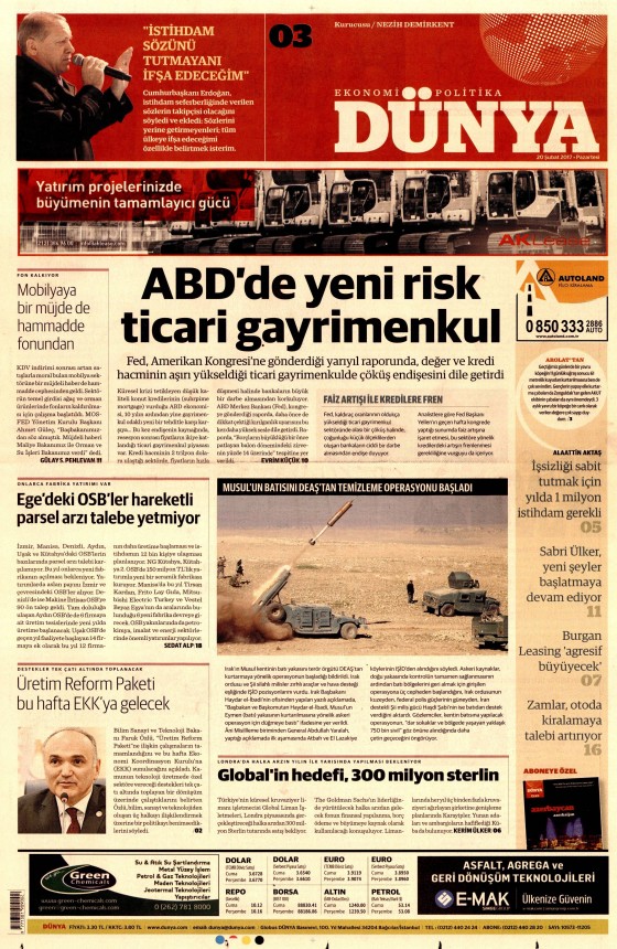 20 Şubat 2017 gazete manşetleri - 7