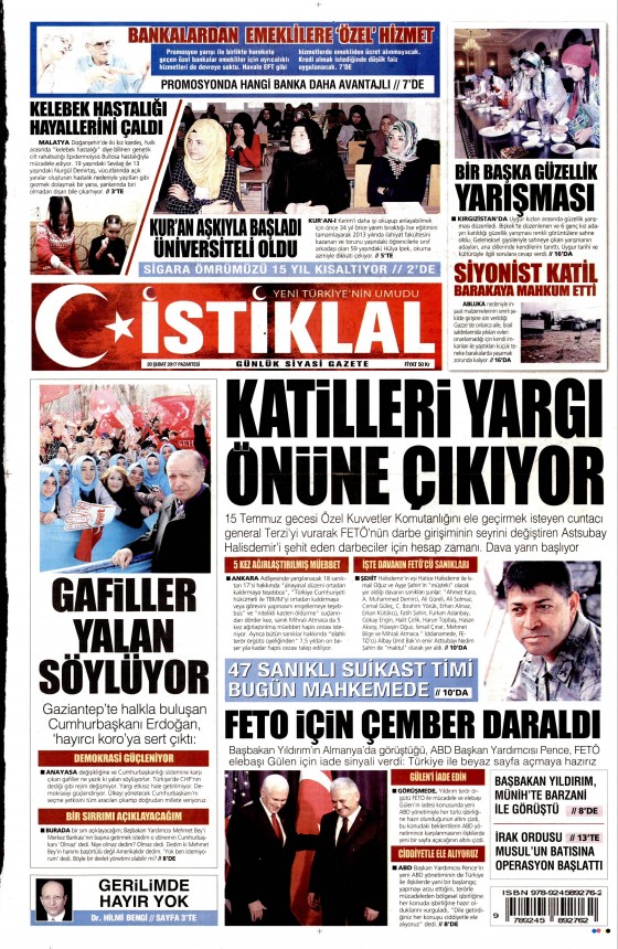 20 Şubat 2017 gazete manşetleri - 5