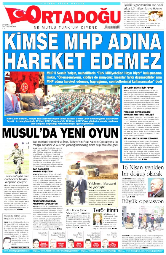 20 Şubat 2017 gazete manşetleri - 8