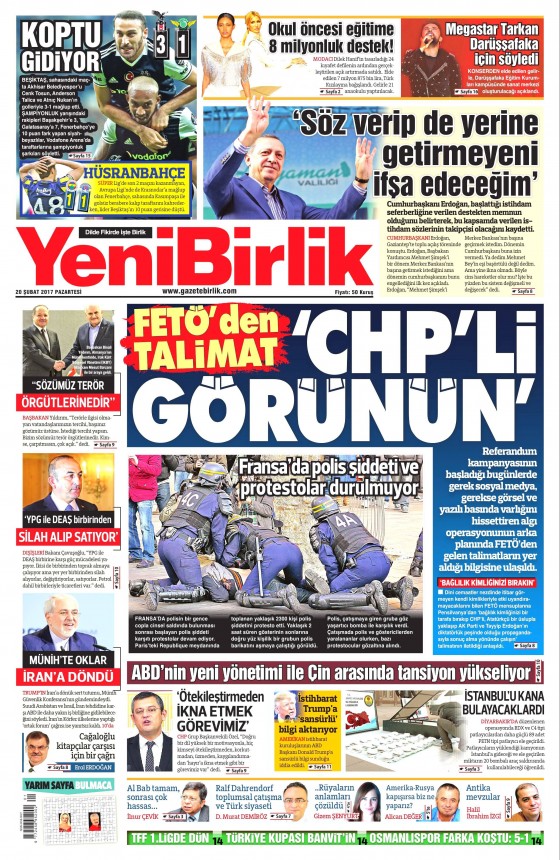 20 Şubat 2017 gazete manşetleri - 25