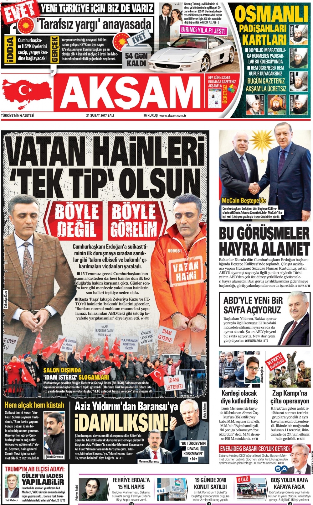 21 Şubat 2017 gazete manşetleri - 2