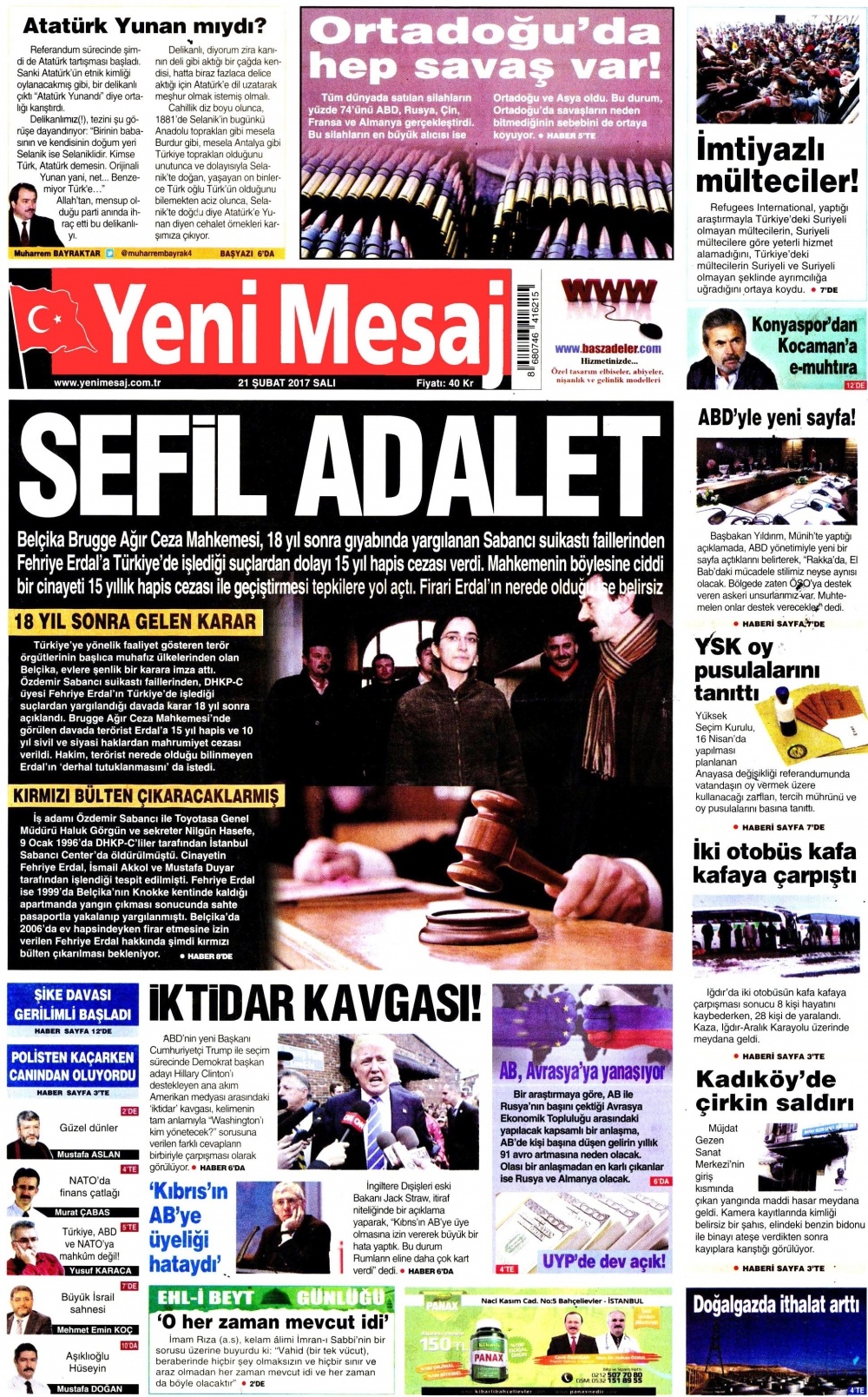 21 Şubat 2017 gazete manşetleri - 17