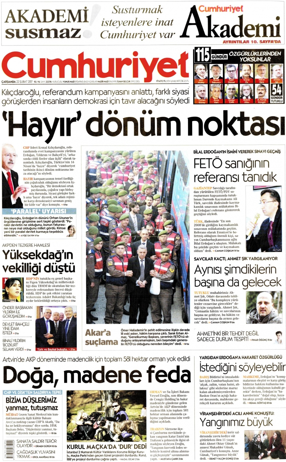 22 Şubat 2017 gazete manşetleri - 9