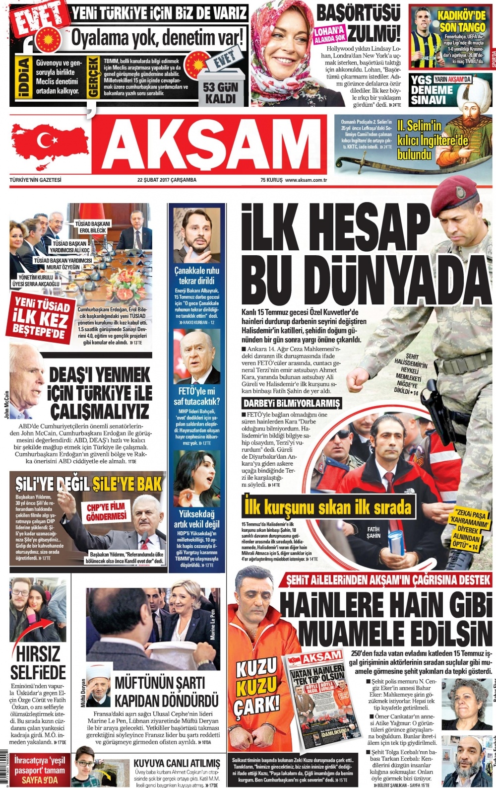 22 Şubat 2017 gazete manşetleri - 3