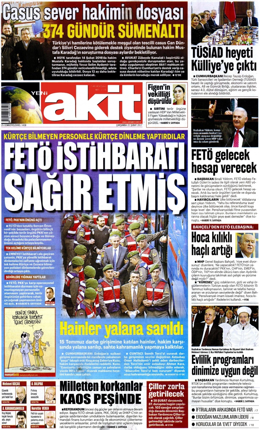 22 Şubat 2017 gazete manşetleri - 12