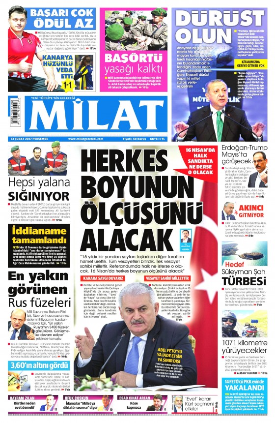 23 Şubat 2017 gazete manşetleri - 5