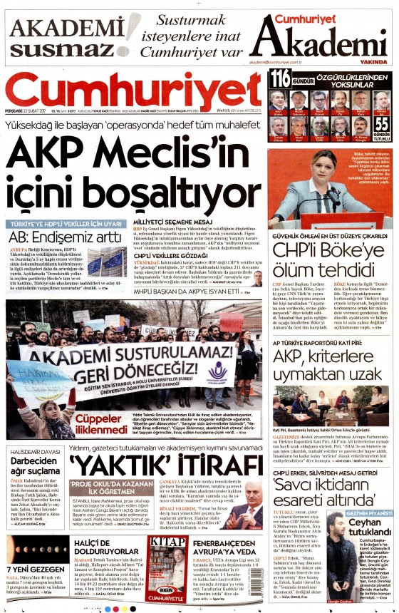 23 Şubat 2017 gazete manşetleri - 14