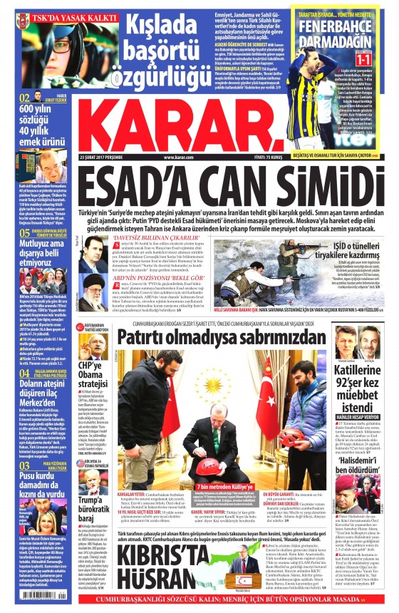 23 Şubat 2017 gazete manşetleri - 12