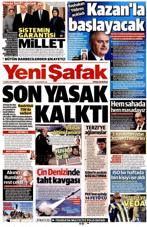 23 Şubat 2017 gazete manşetleri - 19