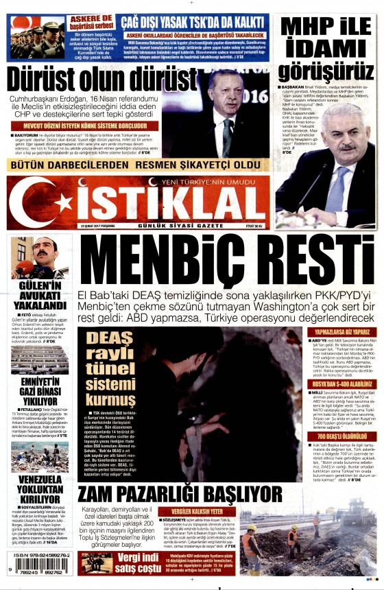 23 Şubat 2017 gazete manşetleri - 21