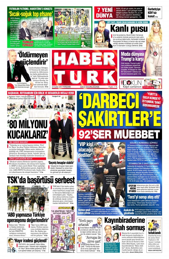 23 Şubat 2017 gazete manşetleri - 22