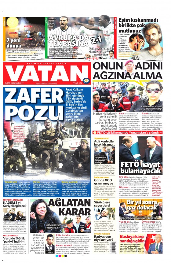 24 Şubat 2017 gazete manşetleri - 14