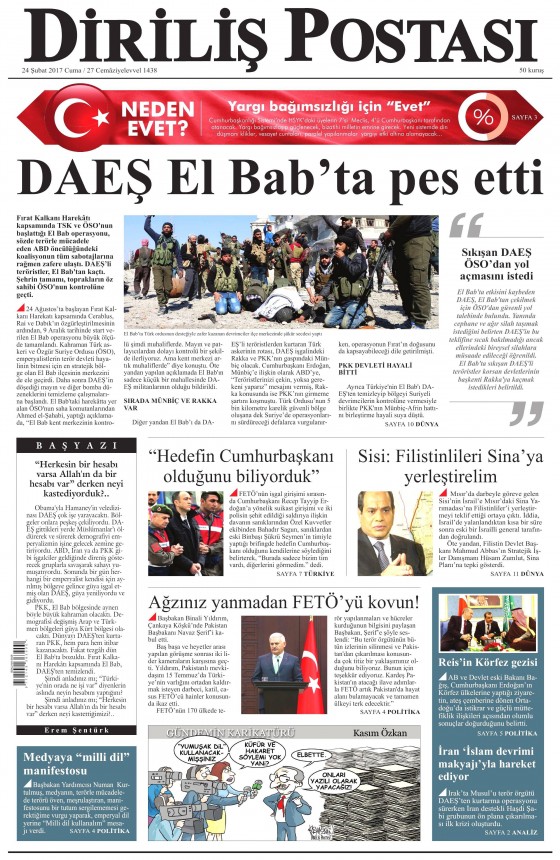 24 Şubat 2017 gazete manşetleri - 24