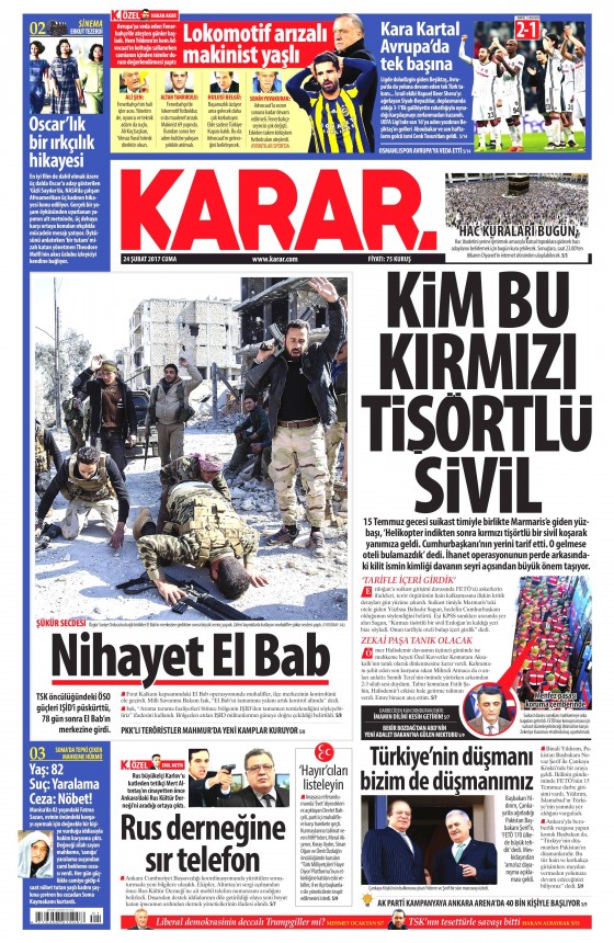 24 Şubat 2017 gazete manşetleri - 25